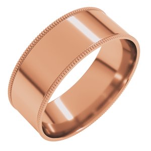 10K Rose 7 Mm Milgrain Comfort-Fit Flat Band Size 11