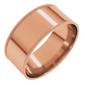 10K Rose 8 Mm Milgrain Comfort-Fit Flat Band Size 11