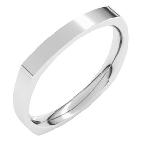 10K White 2.5 Mm Comfort-Fit Square Band Size 15