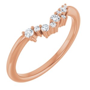 14K Rose  1/8 Ctw Natural Diamond Matching Band