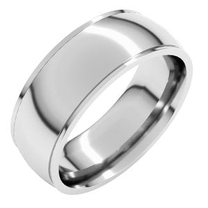 Platinum 7 Mm Stepped-Edge Comfort-Fit Half Round Band Size 11